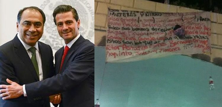 ¿LONDRES? NO, MÉXICO: Dejan cabeza humana junto a manta acusando de narco al "gobernador" priista de Guerrero