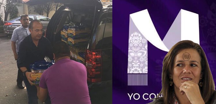 Felipe Calderón entrega "ayuda para damnificados"… en las oficinas de precampaña de su mujer