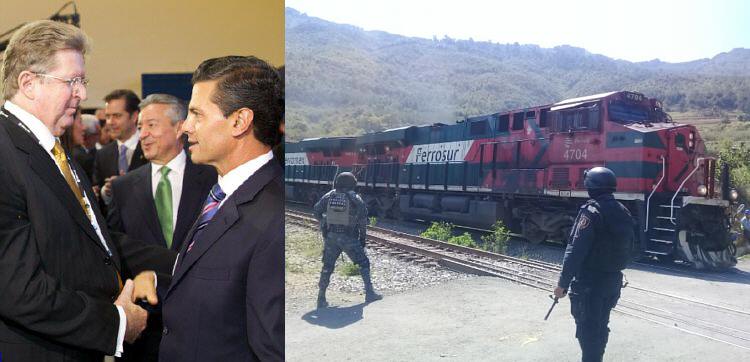 Ahora Peña manda a la Gendarmería, pagada por los mexicanos, a cuidarle los trenes a su patrón Germán Larrea
