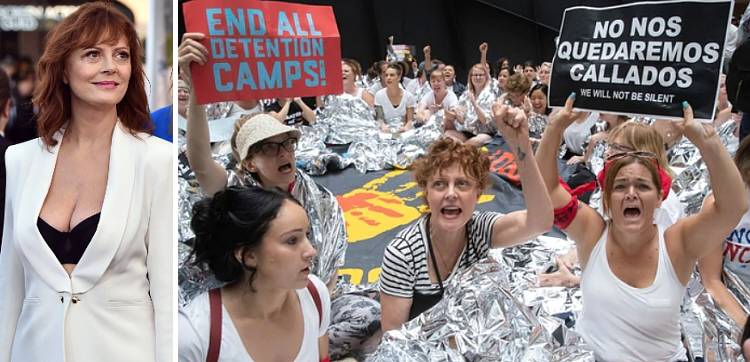 Arrestan a la actriz Susan Sarandon y a cientos de mujeres más por protestar contra brutalidad a migrantes en EU