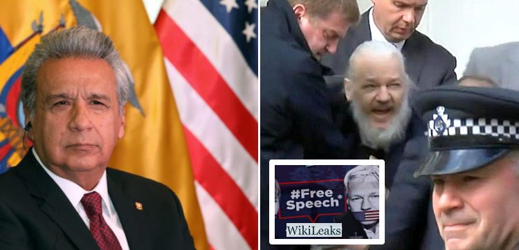 Repudian al "gobierno" ecuatoriano de Moreno, servil a EU, por entregar a Julian Assange