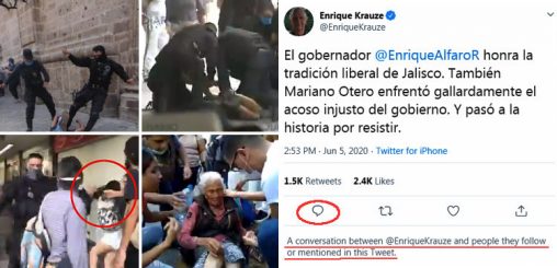 Krauze manda mensaje alabando la represión de Alfaro en Jalisco e impide a tuiteros responderle